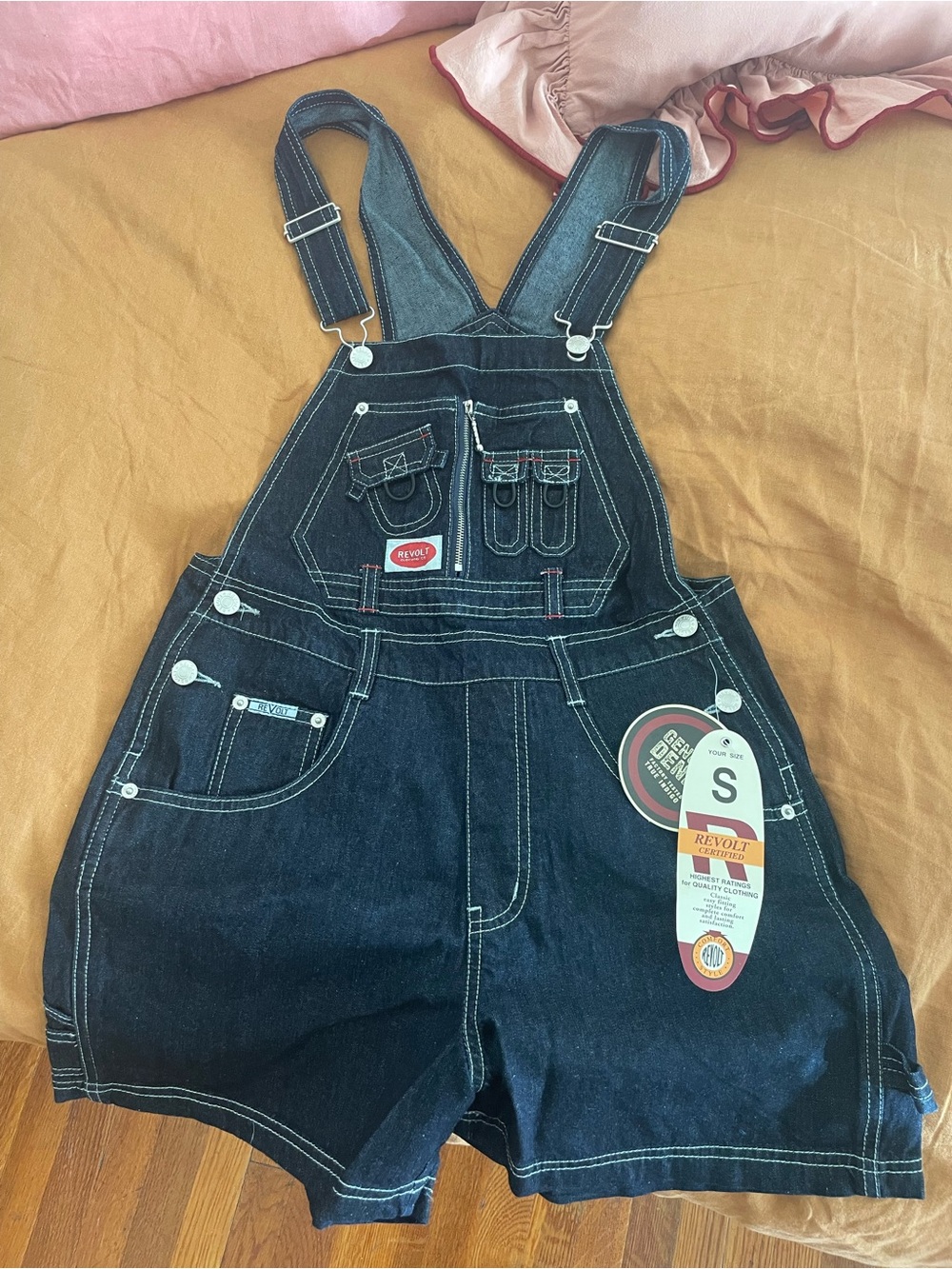 Revolt Dark Denim Short Overalls